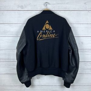 Vintage 90s America Online Letterman Jacket XL